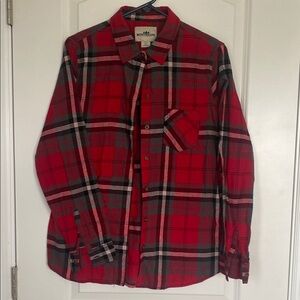 Northeast Outfitters Women's Red/Black Plaid Long Sleeve Button Up Large